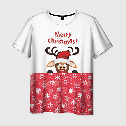Мужская футболка Оленёнок Merry Christmas / 3D-принт – фото 1