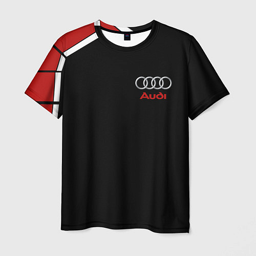 Мужская футболка АУДИ ЛОГО AUDI GEOMETRY RED STRIPES LINE / 3D-принт – фото 1