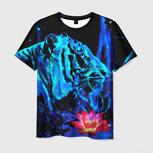 Мужская футболка Синий водяной тигр / 3D-принт – фото 1