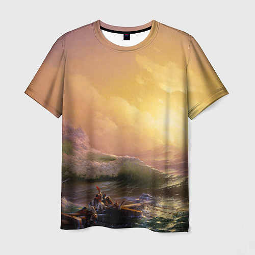Мужская футболка Шторм в море девятый вал / 3D-принт – фото 1