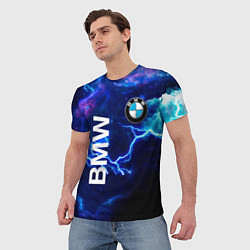 Футболка мужская BMW Синяя молния, цвет: 3D-принт — фото 2