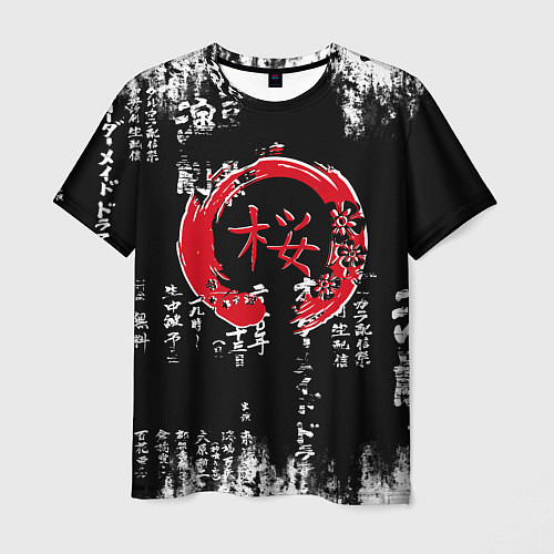 Мужская футболка Кандзи Сакура Иероглифы Аниме / 3D-принт – фото 1