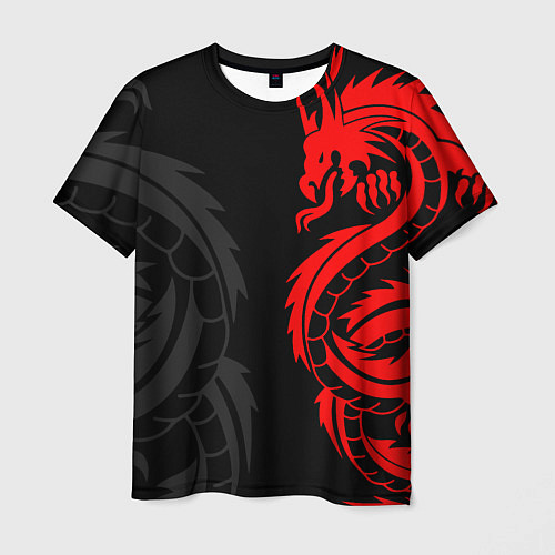 Мужская футболка КРАСНЫЙ ДРАКОН ТАТУ RED DRAGON TATTOO / 3D-принт – фото 1