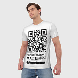Футболка мужская QR - Черный квадрат Малевич, цвет: 3D-принт — фото 2