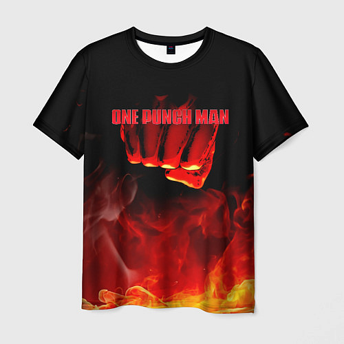 Мужская футболка Кулак One Punch-Man в огне / 3D-принт – фото 1