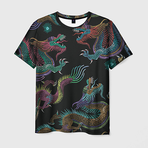 Мужская футболка Цветные драконы / 3D-принт – фото 1
