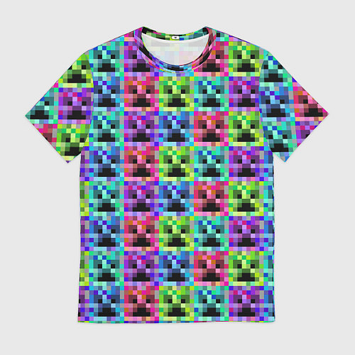 Мужская футболка МАЙНКРАФТ MINECRAFT ЦВЕТНЫЕ КРИПЕРЫ / 3D-принт – фото 1