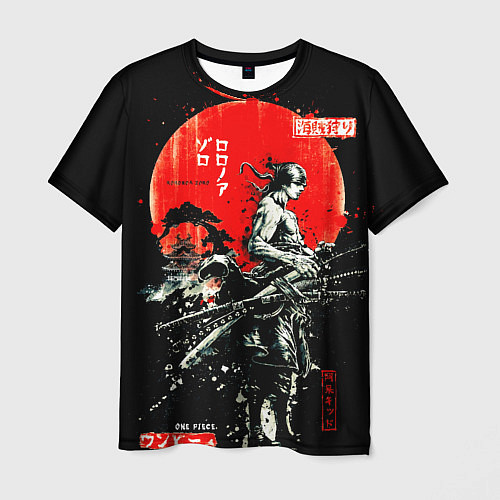 Мужская футболка Ван пис зоро самурай на черном фоне / 3D-принт – фото 1