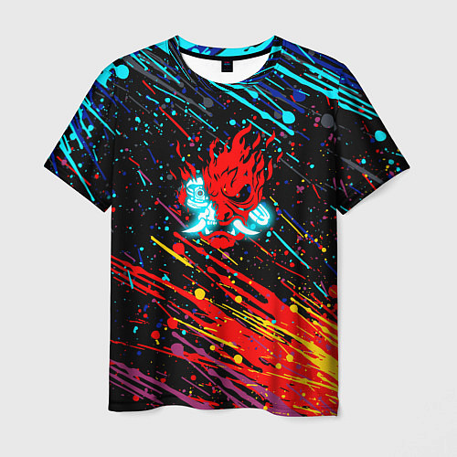 Мужская футболка Cyberpunk 2077 Цветные брызги / 3D-принт – фото 1