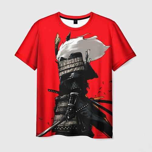 Мужская футболка Самурай сёгун на красном фоне / 3D-принт – фото 1