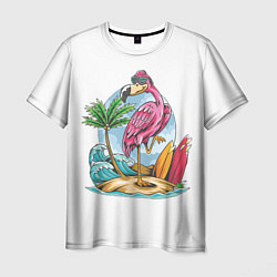 Футболка мужская Фламинго На Острове, цвет: 3D-принт