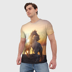 Футболка мужская Лошади на закате, цвет: 3D-принт — фото 2
