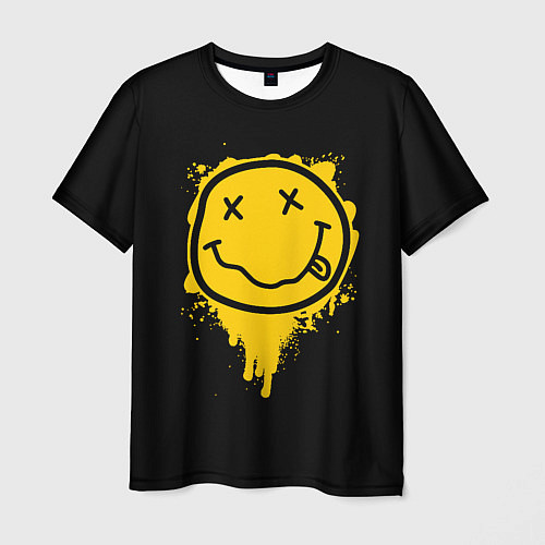 Мужская футболка NIRVANA LOGO SMILE, БРЫЗГИ КРАСОК / 3D-принт – фото 1