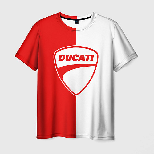 Мужская футболка DUCATI WHITE RED STYLE LOGO / 3D-принт – фото 1