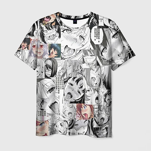 Мужская футболка AHEGAO фон из девочек / 3D-принт – фото 1