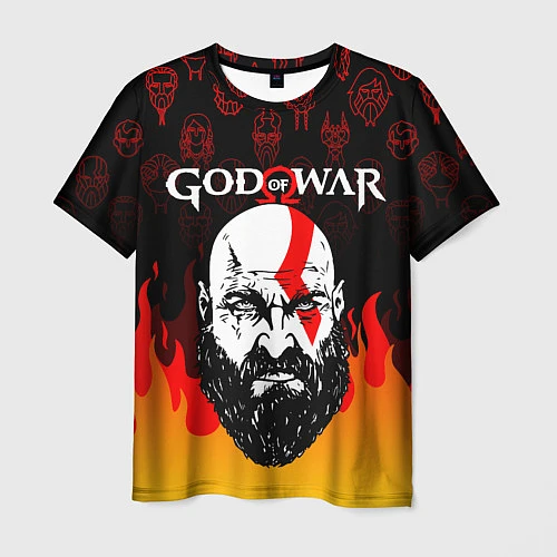 Мужская футболка GOD OF WAR ГОД ОФ ВАР FIRE ART УЗОР / 3D-принт – фото 1