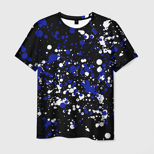 Мужская футболка Сине-белые капли краски / 3D-принт – фото 1