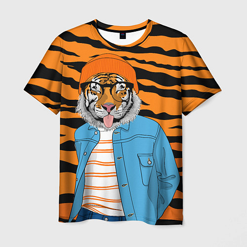 Мужская футболка Тигр фурри на стиле / 3D-принт – фото 1