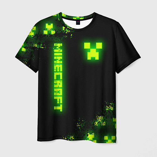 Мужская футболка MINECRAFT NEON LOGO CREEPER / 3D-принт – фото 1