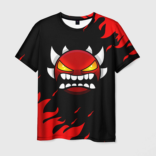 Мужская футболка Geometry Dash: Demon Red Fire / 3D-принт – фото 1