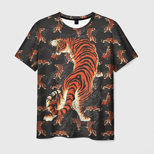 Мужская футболка Тигр-хищник / 3D-принт – фото 1