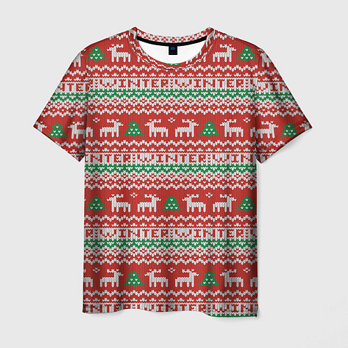 Мужская футболка Deer Christmas Pattern / 3D-принт – фото 1