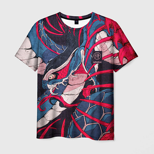 Мужская футболка Самурай Якудза, змей, скелет / 3D-принт – фото 1