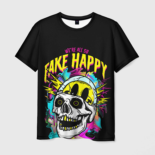 Мужская футболка Fake Happy Фальшивое счастье / 3D-принт – фото 1