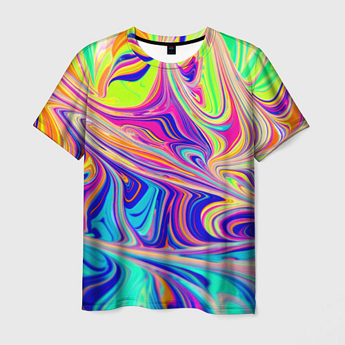 Мужская футболка Аномально яркие цветные разводы / 3D-принт – фото 1
