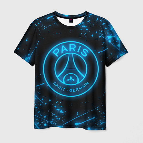 Мужская футболка PSG NEON STYLE SPORT ПСГ НЕОН / 3D-принт – фото 1