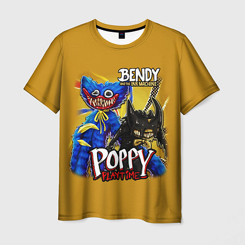 Мужская футболка POPPY PLAYTIME AND BENDY AND THE INK MACHINE / 3D-принт – фото 1
