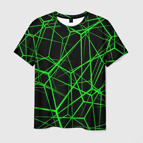 Мужская футболка Зеленые Полигоны Матрица / 3D-принт – фото 1