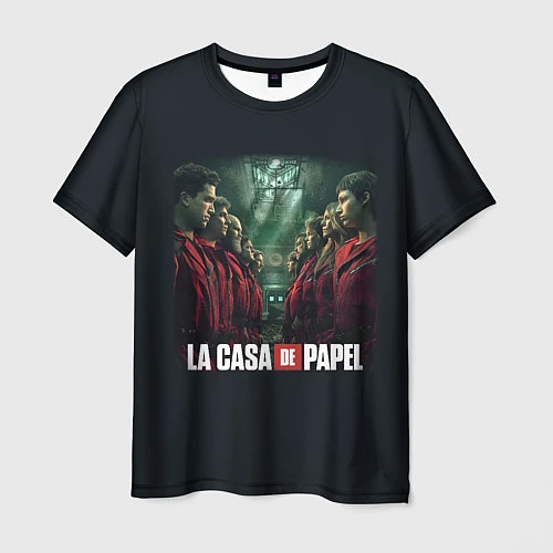 Мужская футболка ПЕРСОНАЖИ БУМАЖНЫЙ ДОМ - LA CASA DE PAPEL / 3D-принт – фото 1