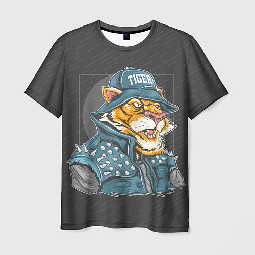 Мужская футболка Крутой тигр cool tiger / 3D-принт – фото 1