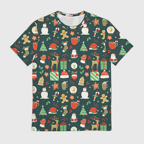 Мужская футболка Merry Christmas Happy New Year / 3D-принт – фото 1