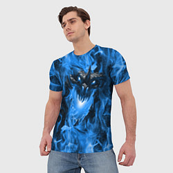 Футболка мужская Дракон в синем пламени Dragon in blue flame, цвет: 3D-принт — фото 2