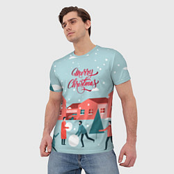 Футболка мужская Merry ChristmasCчастливого Рождества, цвет: 3D-принт — фото 2