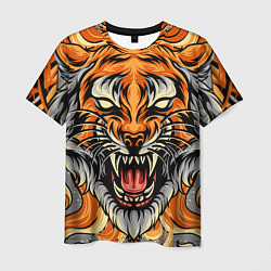 Футболка мужская Символ года тигр в гневе, цвет: 3D-принт