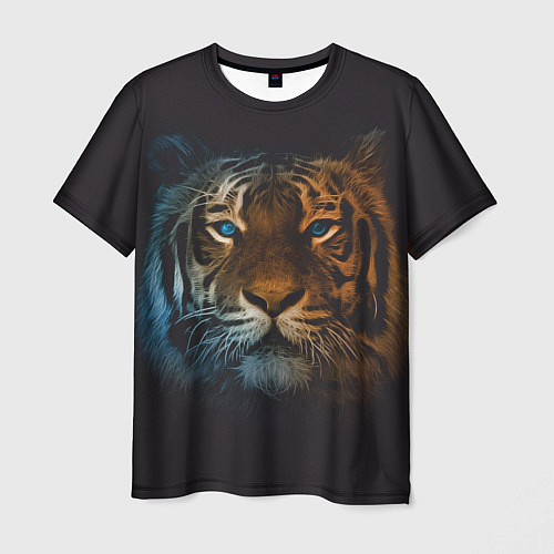 Мужская футболка Тигр с голубыми глазами / 3D-принт – фото 1