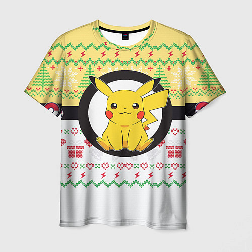 Мужская футболка Новогодний Пикачу Pokemon / 3D-принт – фото 1