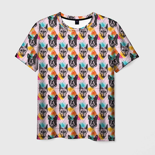 Мужская футболка Собаки в красочном дизайне / 3D-принт – фото 1