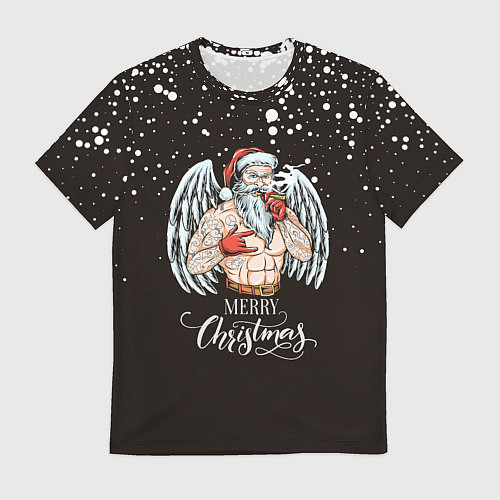 Мужская футболка Merry Christmas Santa c Крыльями Ангела / 3D-принт – фото 1