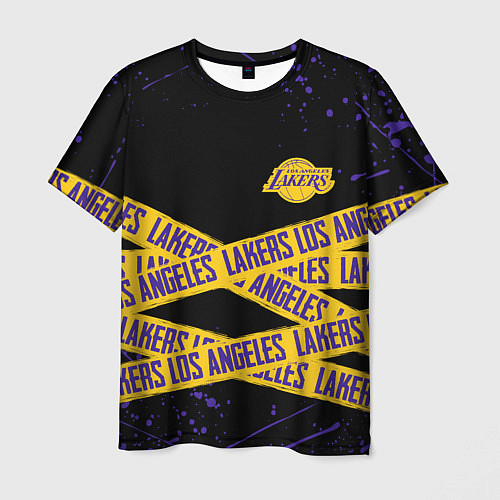 Мужская футболка LAKERS LOGO БРЫЗГИ КРАСОК / 3D-принт – фото 1