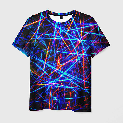 Мужская футболка NEON LINES Glowing Lines Effect / 3D-принт – фото 1