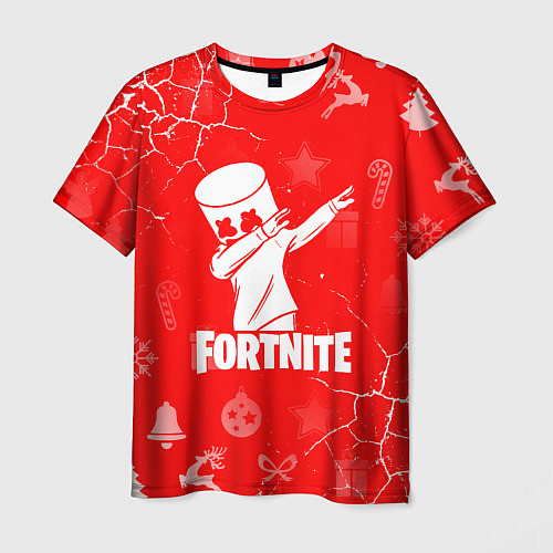 Мужская футболка Fortnite - Marshmello новогодний / 3D-принт – фото 1