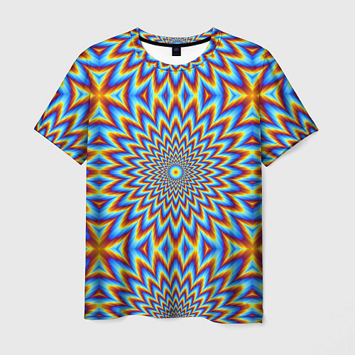 Мужская футболка Пульсирующий синий цветок иллюзия движения / 3D-принт – фото 1