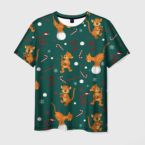 Мужская футболка Тигр и рождество / 3D-принт – фото 1