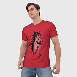 Футболка мужская Огненная лошадь с иероглифом, цвет: 3D-принт — фото 2