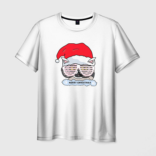 Мужская футболка Новогодний Диско Енотик / 3D-принт – фото 1