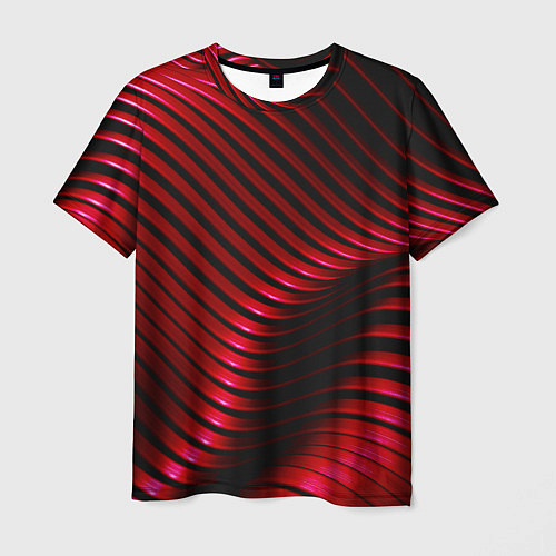 Мужская футболка Волны красного металла / 3D-принт – фото 1